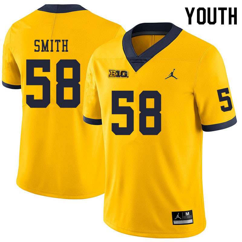 Youth #58 Mazi Smith Michigan Wolverines College Football Jerseys Sale-Yellow